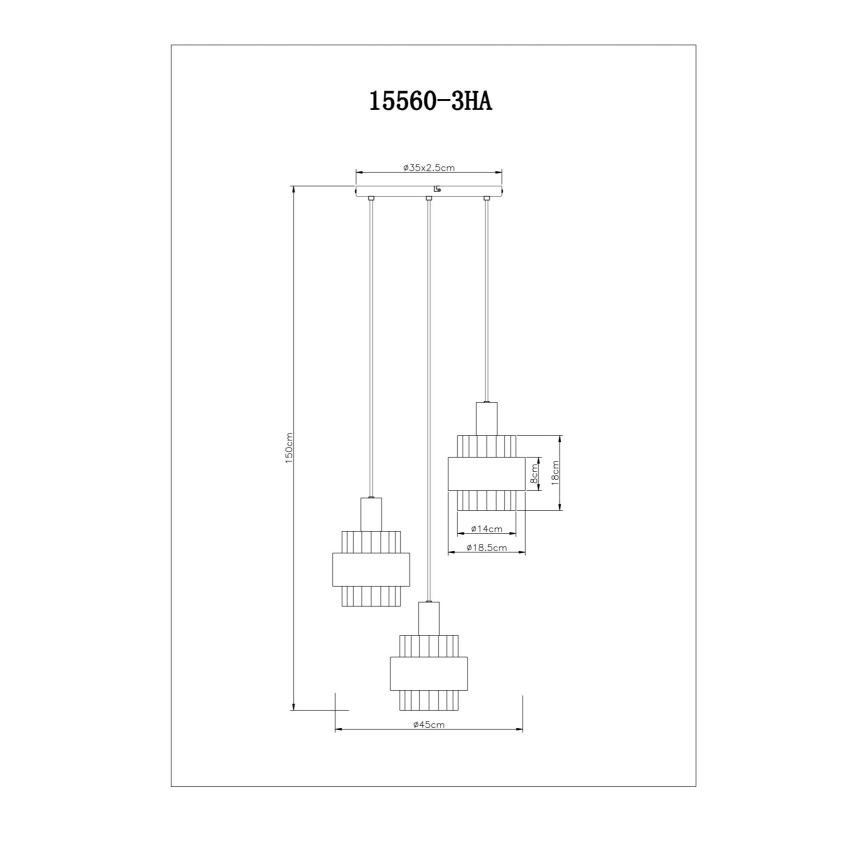 Globo - Подвесная люстра 3xE27/60W/230V диаметр 45 см