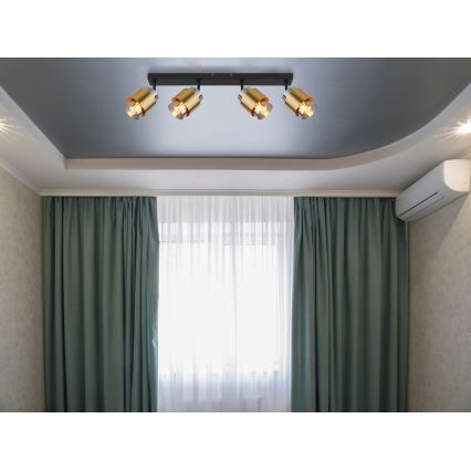 Globo - Точечный светильник 4xE27/40W/230V черный/латунь