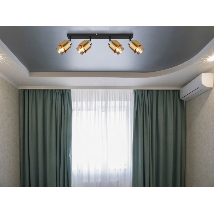 Globo - Точечный светильник 4xE27/40W/230V черный/латунь