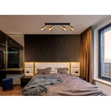 Globo - Точковий світильник 4xE27/40W/230V чорний/латунь