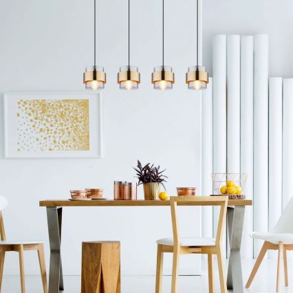 Globo - Люстра на тросі 4xE27/60W/230V чорний/латунь