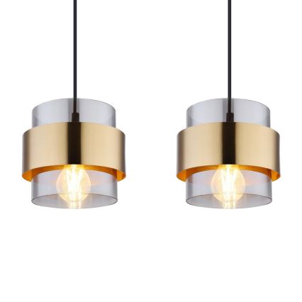 Globo - Люстра на тросі 4xE27/60W/230V чорний/латунь