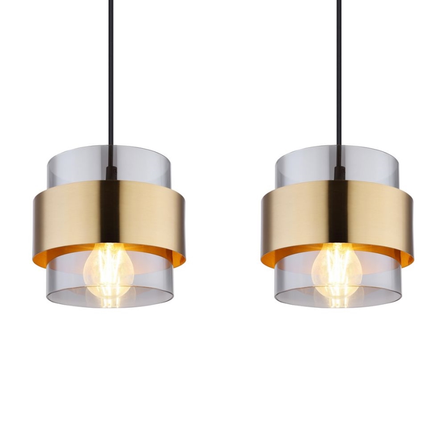 Globo - Люстра на тросі 4xE27/60W/230V чорний/латунь