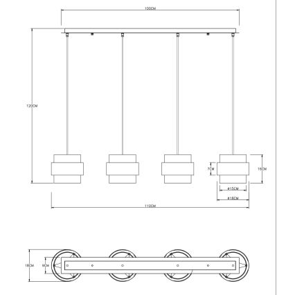 Globo - Люстра на тросі 4xE27/60W/230V чорний/латунь