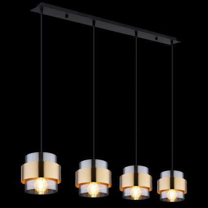 Globo - Подвесная люстра 4xE27/60W/230V черная/латунь