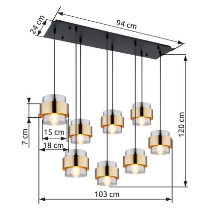 Globo - Подвесная люстра 8xE27/60W/230V