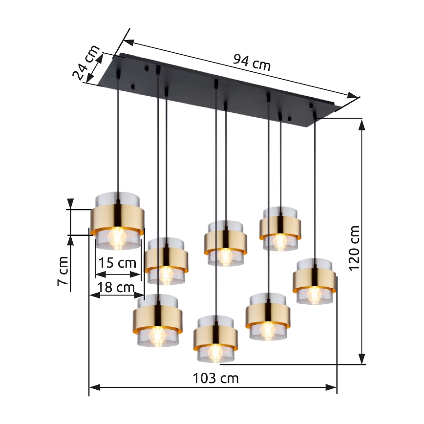 Globo - Подвесная люстра 8xE27/60W/230V