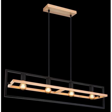 Globo 15575-4H - Люстра на тросі ERICA 4xE27/40W/230V чорна/бежева