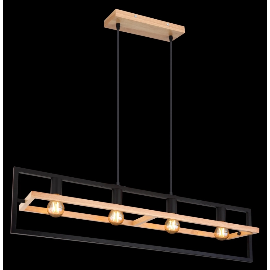 Globo 15575-4H - Люстра на тросі ERICA 4xE27/40W/230V чорна/бежева