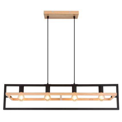 Globo 15575-4H - Люстра на тросі ERICA 4xE27/40W/230V чорна/бежева