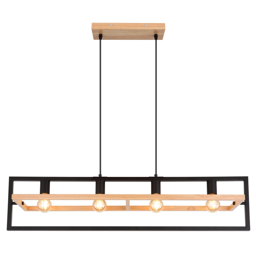 Globo 15575-4H - Люстра на тросі ERICA 4xE27/40W/230V чорна/бежева