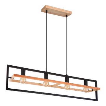 Globo 15575-4H - Подвесная люстра на тросе ERICA 4xE27/40W/230V чёрная/бежевая