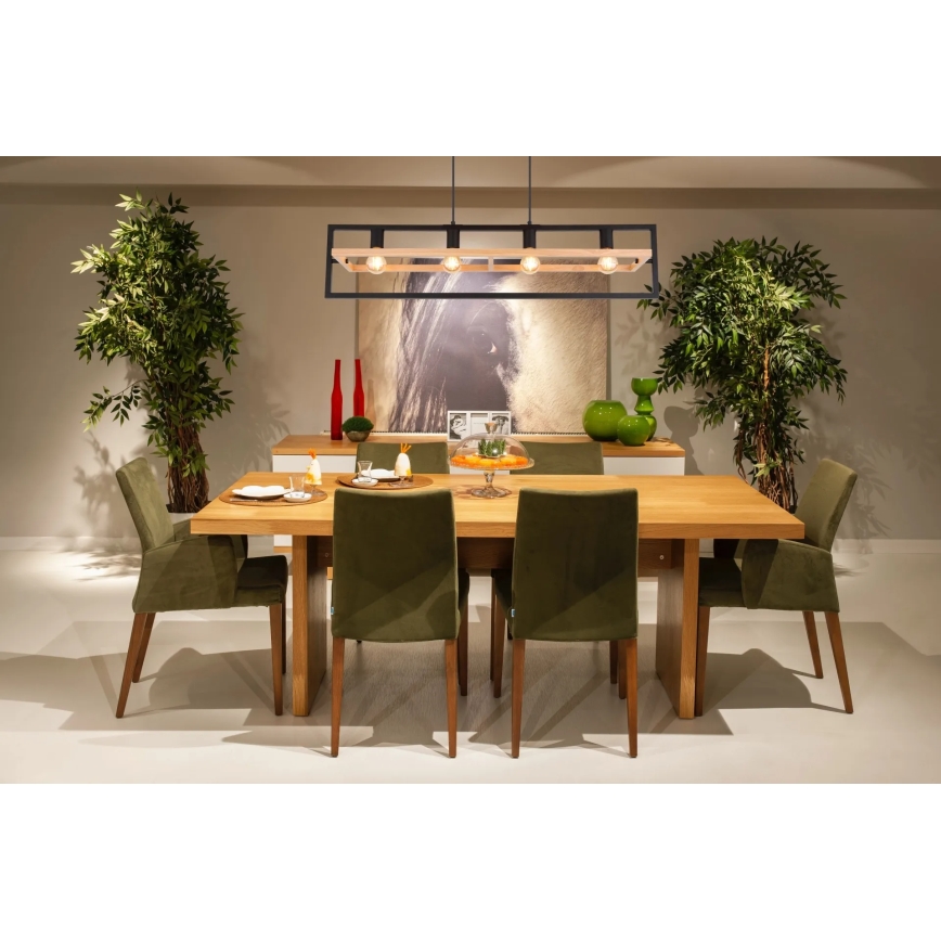 Globo 15575-4H - Подвесная люстра на тросе ERICA 4xE27/40W/230V чёрная/бежевая