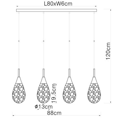 Globo - Підвісна люстра 4xE14/9W/230V