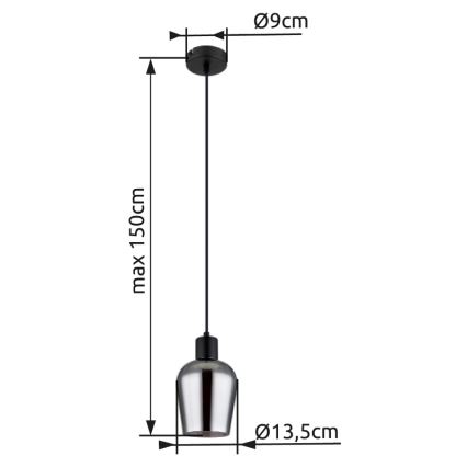Globo - Підвісна люстра 1xE27/40W/230V діаметр 13,5 см чорний