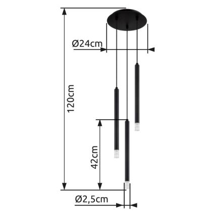 Globo - Подвесная люстра 3xG9/4W/230V диаметр 24 см черный