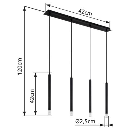 Globo - Подвесная люстра 4xG9/4W/230V черный