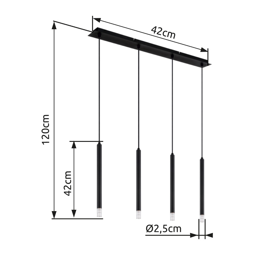 Globo - Подвесная люстра 4xG9/4W/230V черный