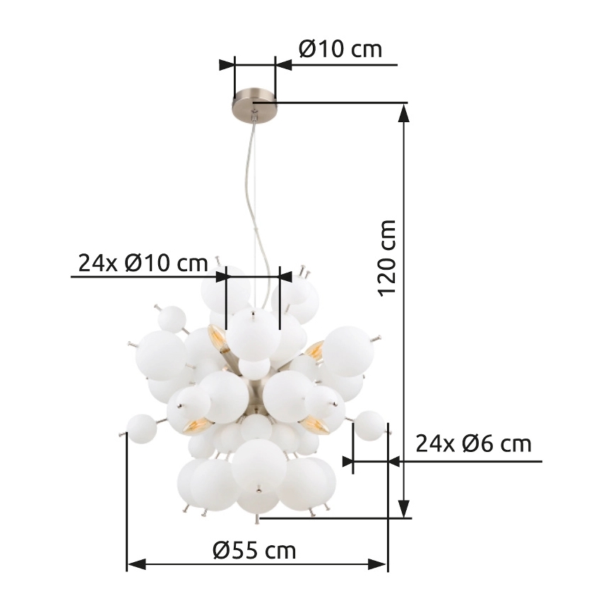 Globo - Подвесная люстра 6xE14/25W/230V диаметр 55 см белый
