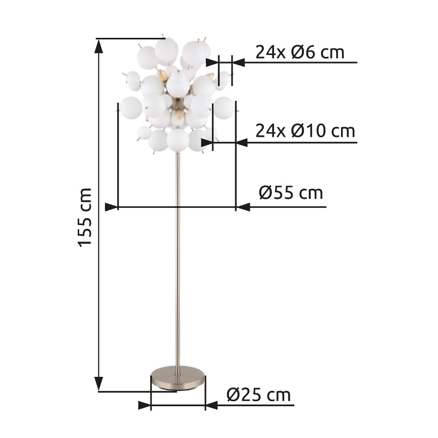 Globo - Торшер 6xE14/25W/230V белый