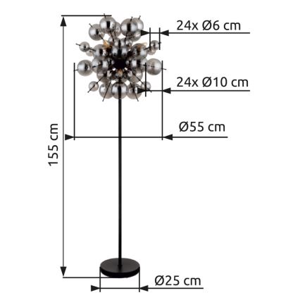 Globo - Торшер 6xE14/25W/230V черный/дымчатый