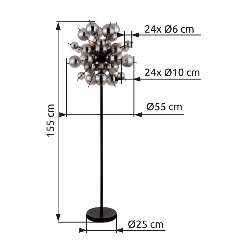Globo - Торшер 6xE14/25W/230V черный/дымчатый