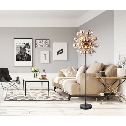 Globo - Торшер 6xE14/25W/230V черный/дымчатый