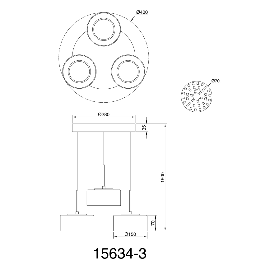 Globo - Світлодіодна підвісна люстра 3xLED/8W/230V