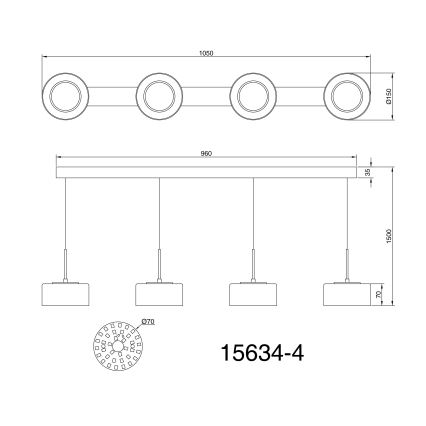 Globo - Світлодіодна підвісна люстра 4xLED/8W/230V