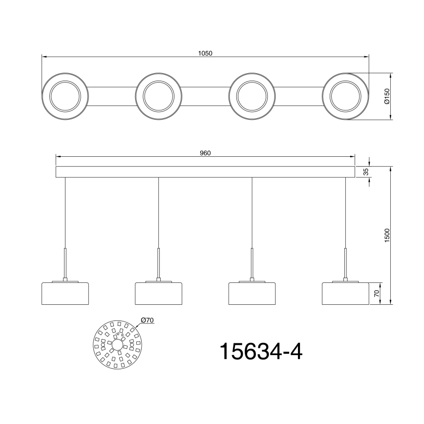 Globo - Світлодіодна підвісна люстра 4xLED/8W/230V