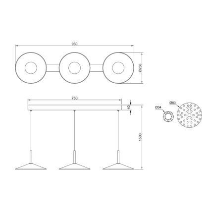 Globo - LED люстра на тросі LED/24W/230V 4000K чорна