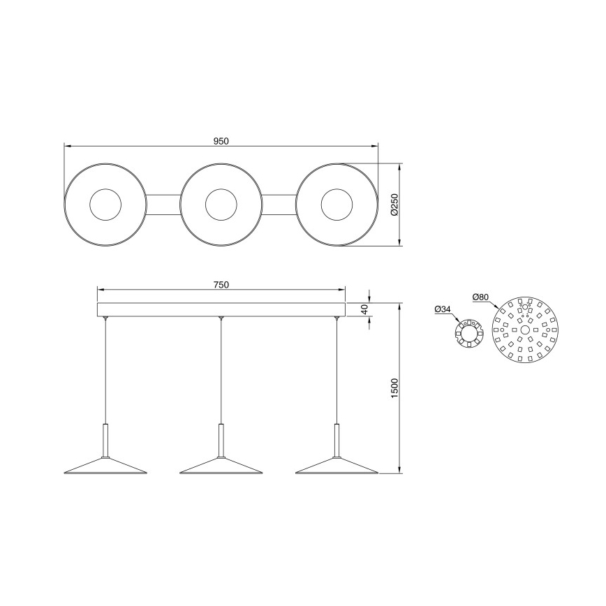 Globo - LED люстра на тросе LED/24W/230V 4000K чёрная