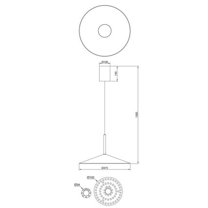 Globo - LED-люстра на тросі LED/18W/230V 4000K чорна