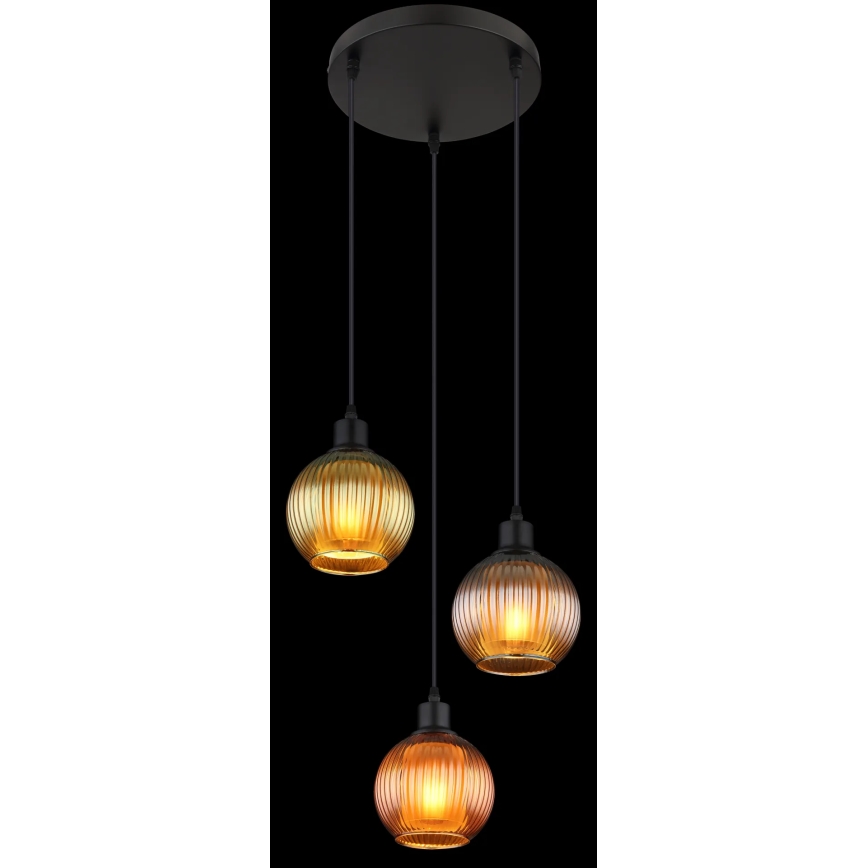 Globo - Підвісна люстра 3xE27/25W/230V діаметр 36 см мідь/зелений/синій