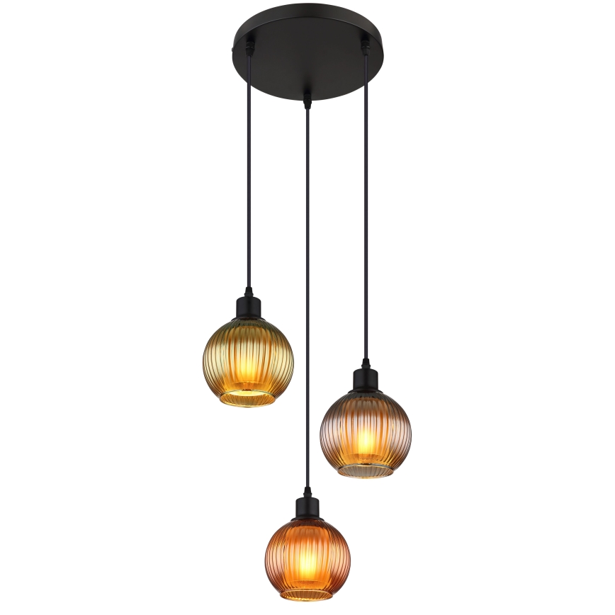 Globo - Підвісна люстра 3xE27/25W/230V діаметр 36 см мідь/зелений/синій