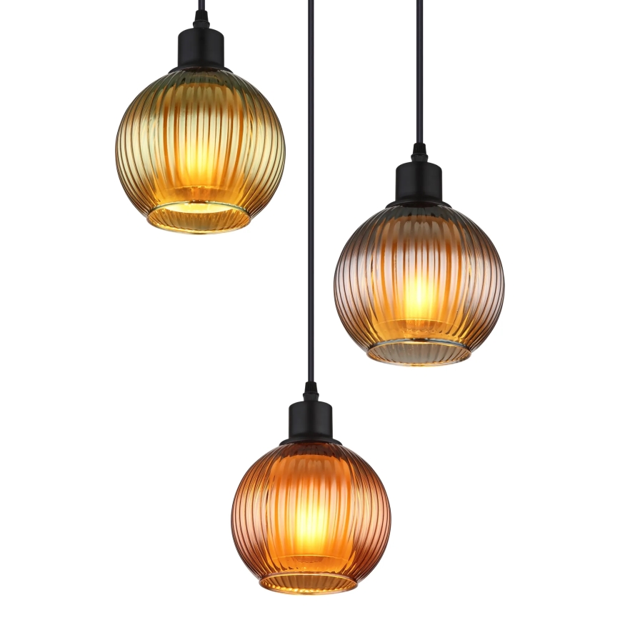 Globo - Підвісна люстра 3xE27/25W/230V діаметр 36 см мідь/зелений/синій