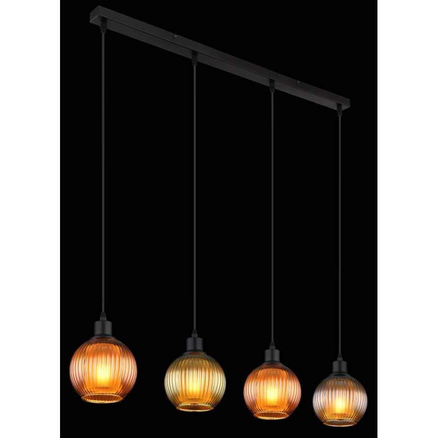 Globo - Підвісна люстра 4xE27/25W/230V мідь/зелений/синій