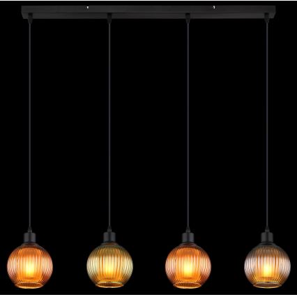 Globo - Підвісна люстра 4xE27/25W/230V мідь/зелений/синій