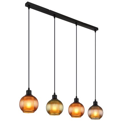 Globo - Підвісна люстра 4xE27/25W/230V мідь/зелений/синій