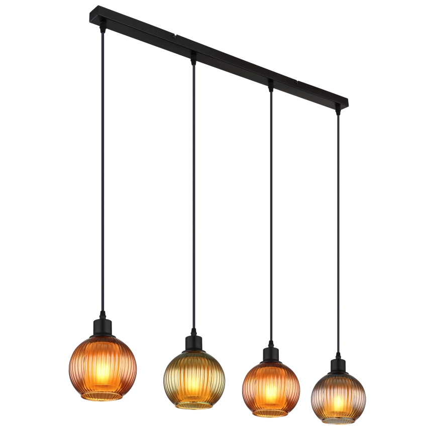Globo - Підвісна люстра 4xE27/25W/230V мідь/зелений/синій