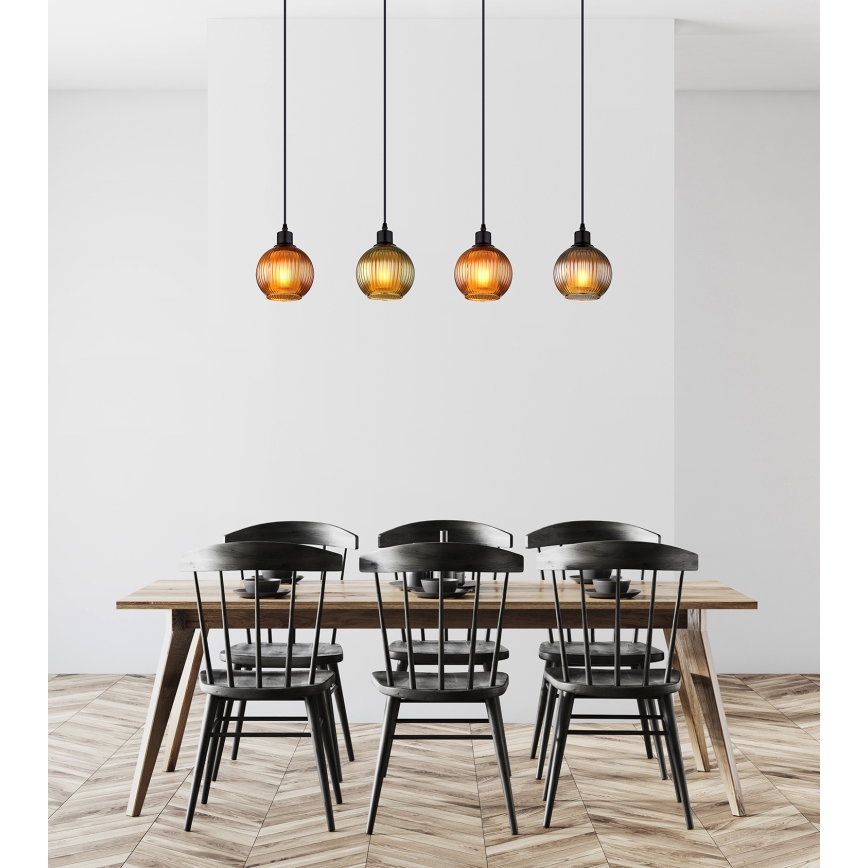 Globo - Подвесная люстра 4xE27/25W/230V медный/зеленый/синий