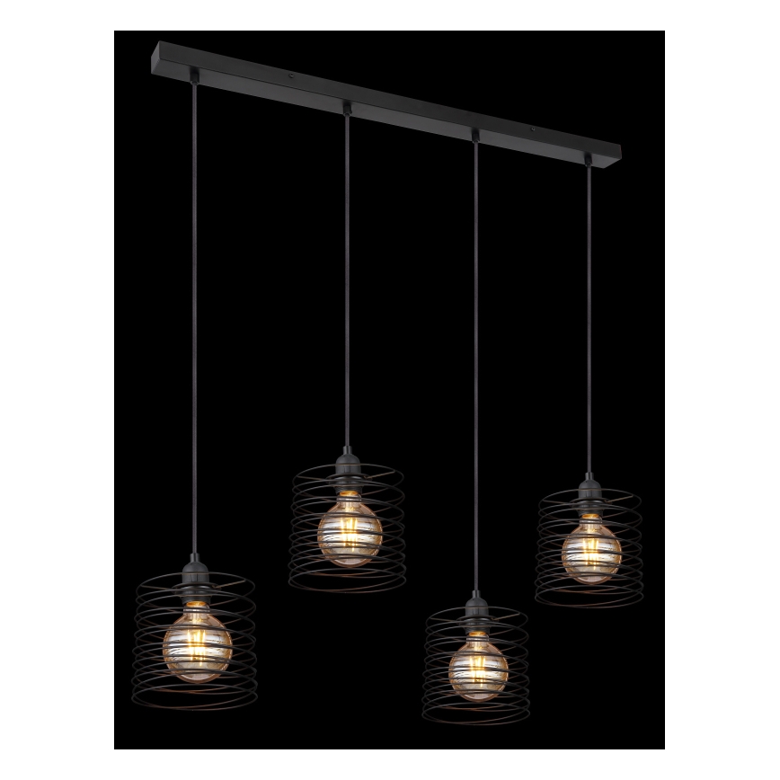 Globo 15640-4H - підвісна люстра на тросі TILLY 4xE27/60W/230V чорна