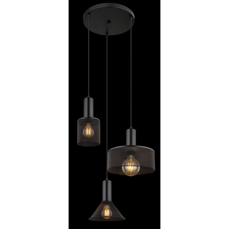 Globo - Підвісна люстра 3xE27/60W/230V чорний
