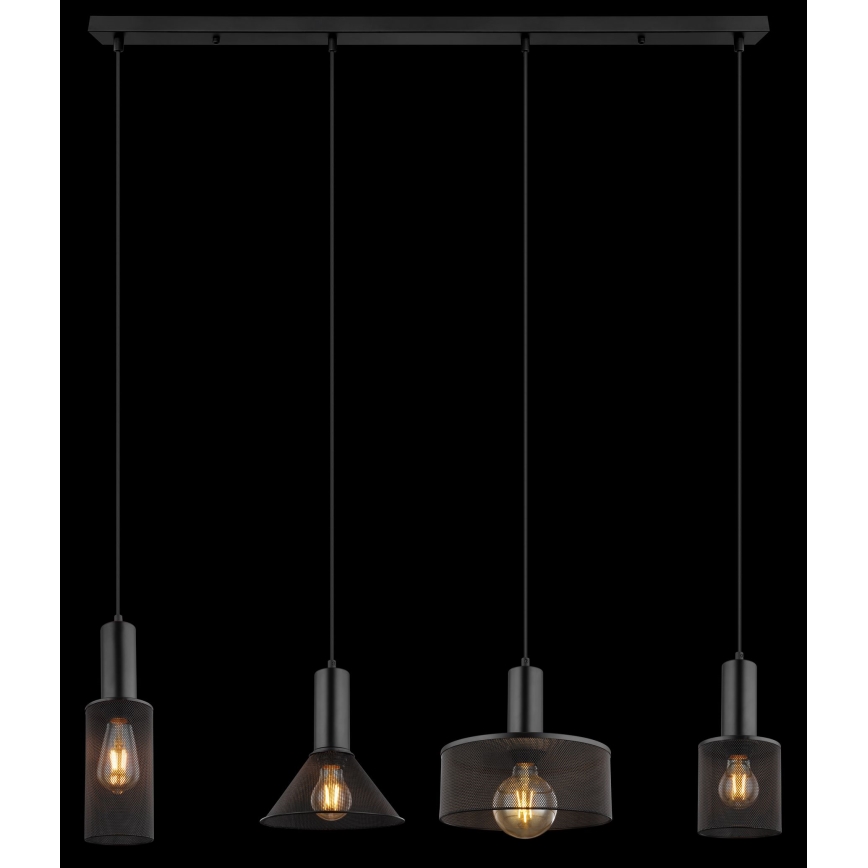 Globo - Підвісна люстра 4xE27/60W/230V чорний