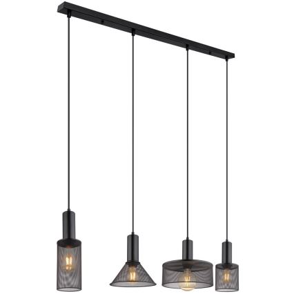 Globo - Підвісна люстра 4xE27/60W/230V чорний