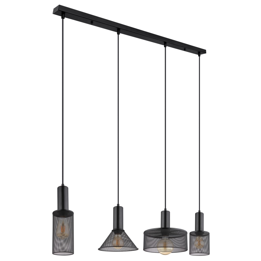 Globo - Підвісна люстра 4xE27/60W/230V чорний
