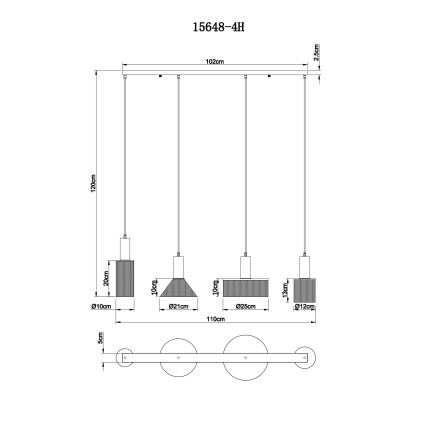 Globo - Підвісна люстра 4xE27/60W/230V чорний