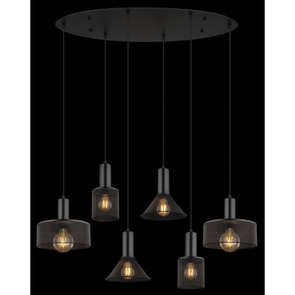 Globo 15648-6H - люстра на тросе JEDD 6xE27/60W/230V черная