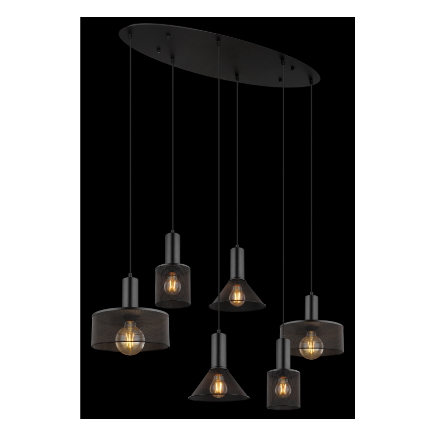 Globo 15648-6H - люстра на тросе JEDD 6xE27/60W/230V черная