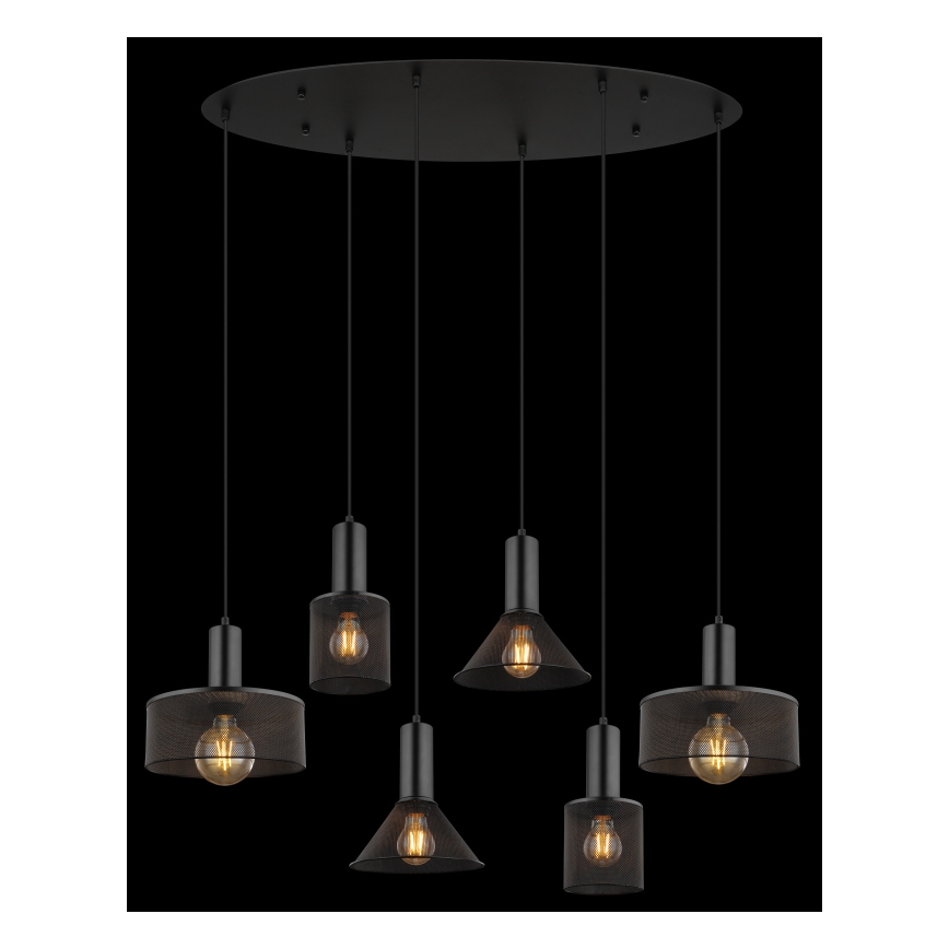 Globo 15648-6H - люстра на тросе JEDD 6xE27/60W/230V черная